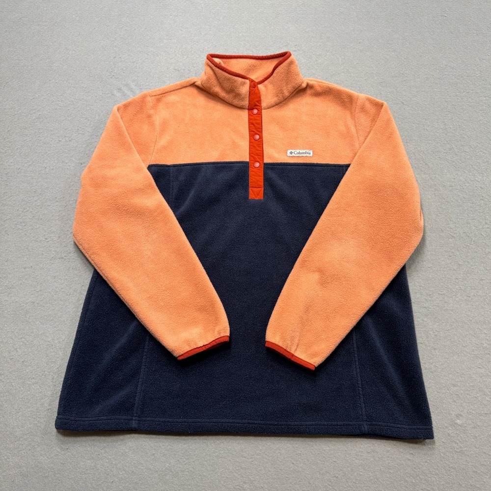 Columbia Sweater Women's 1X Peach Colorblock Quarter Snap Fleece Pullover